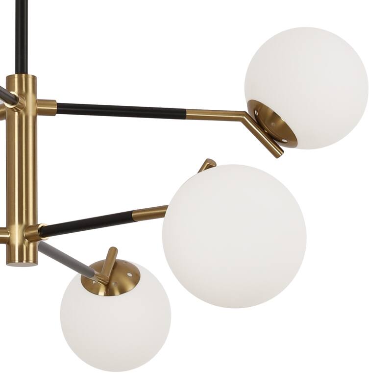 6-Light Modern Sputnik Chandelier with Glass Globe for Dining Room