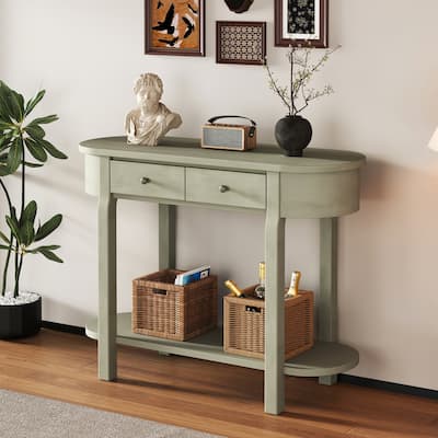 Retro Console Table with Curved Design,Grey