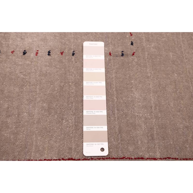 ECARPETGALLERY Hand Loomed Kashkuli Gabbeh Light Grey Wool Rug - 5'2 x 7'0