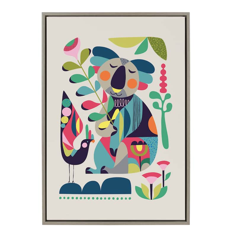 Kate and Laurel Sylvie Mid Century Koala Framed Canvas by Rachel Lee
