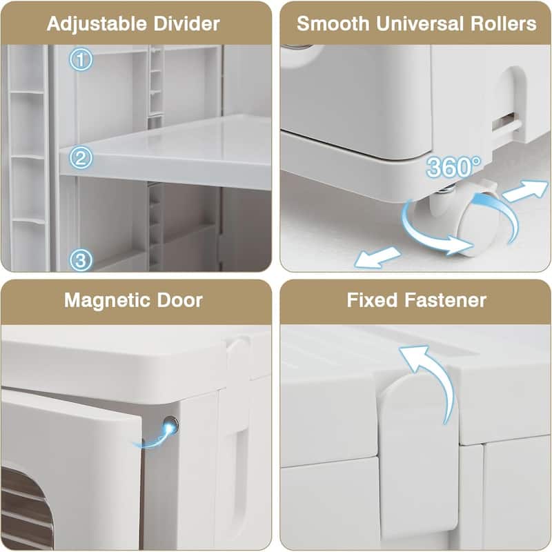 Javlergo 65" Narrow Tall Storage Bin, 4 Tier Foldable Kitchen Storage Cabinet Organizer,Freestanding Kitchen Pantry