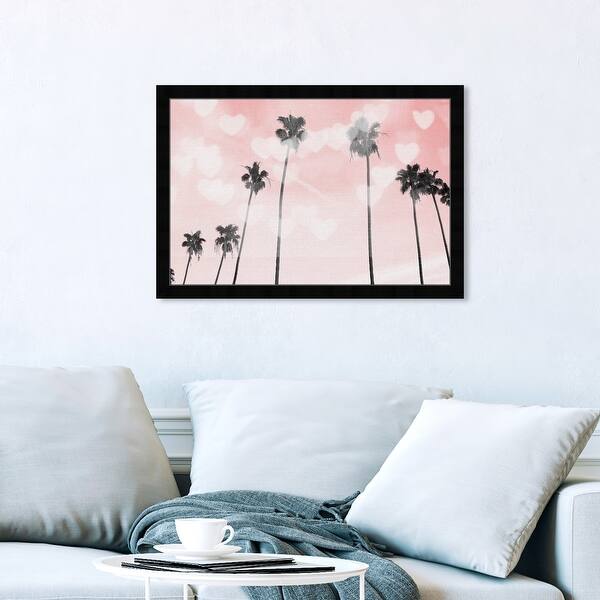 Oliver Gal Palm Trees Hearts And Blush Nautical And Coastal Wall Art Framed Print Coastal Landscapes Pink Black Overstock 32194814
