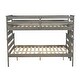 preview thumbnail 10 of 10, Gray Twin over Full Size Solid Wood Bunk Bed with Ladder & Fence