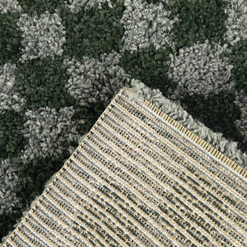 Covey Plush Checkered Thick Shag Area Rug