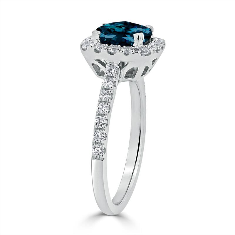 Auriya 1 3/8ct Cushion-cut London Blue Topaz and Halo Diamond Engagement Ring 1/2cttw 14k Gold