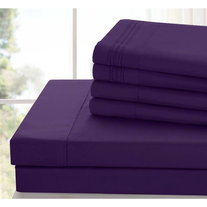 6 Piece Bed Sheet Set Deep Pocket Ultra Soft Microfiber Bedding Sheets