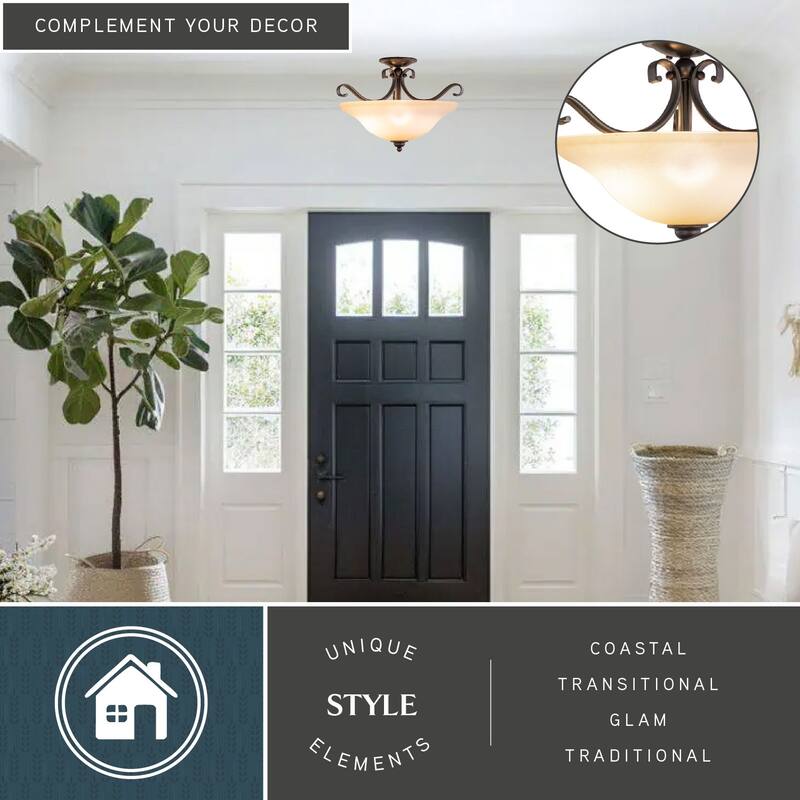 Monrovia 17-in W Dual Mount Semi Flush Ceiling Light or Pendant