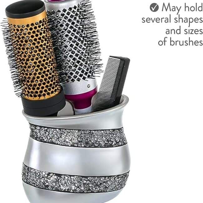 Creative Scents Silver Mosaic Glass 4-Piece Bathroom Accessory Set