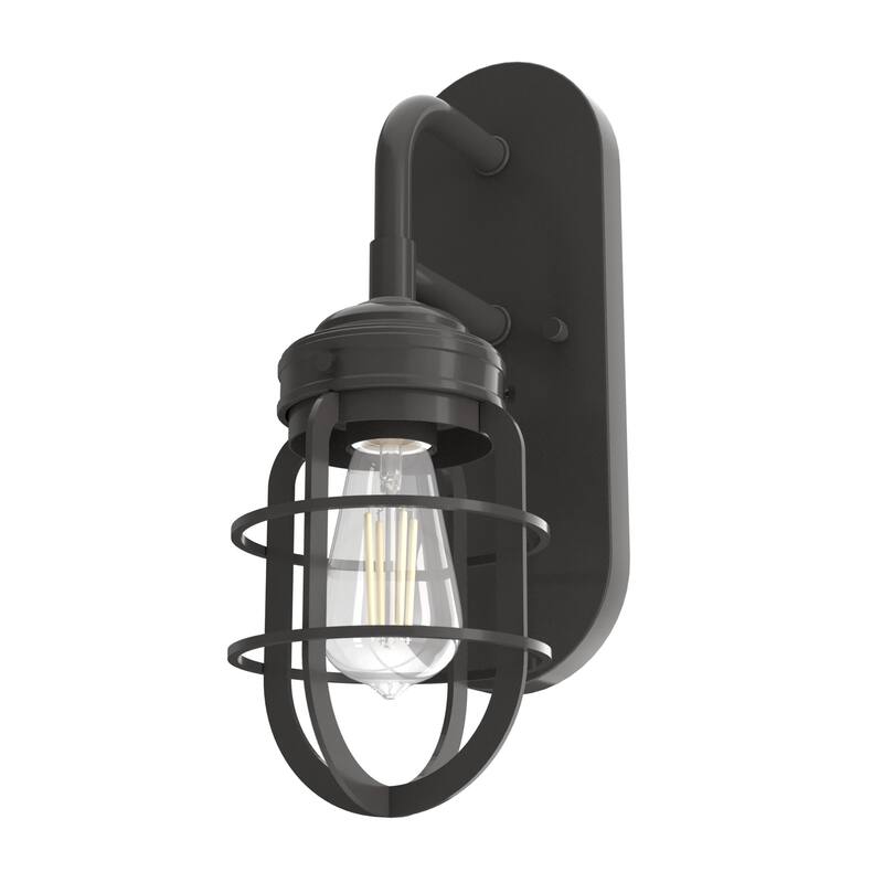 Hunter Starklake 1-Light Wall Sconce, Industrial, Caged, Rustic, Damp Rated - Noble Bronze