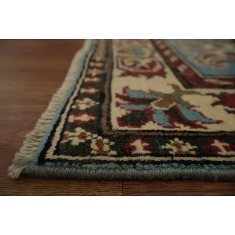 Hand Knotted Oriental 100% Wool Carpet Traditional All-Over Navy Blue & Blues Kazak Area Rug - 2' 10'' X 2' 0''