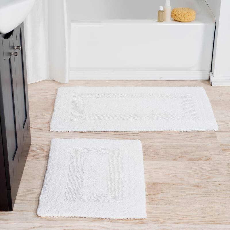 Windsor Home 100-percent Cotton 2-piece Reversible Rug Set - White