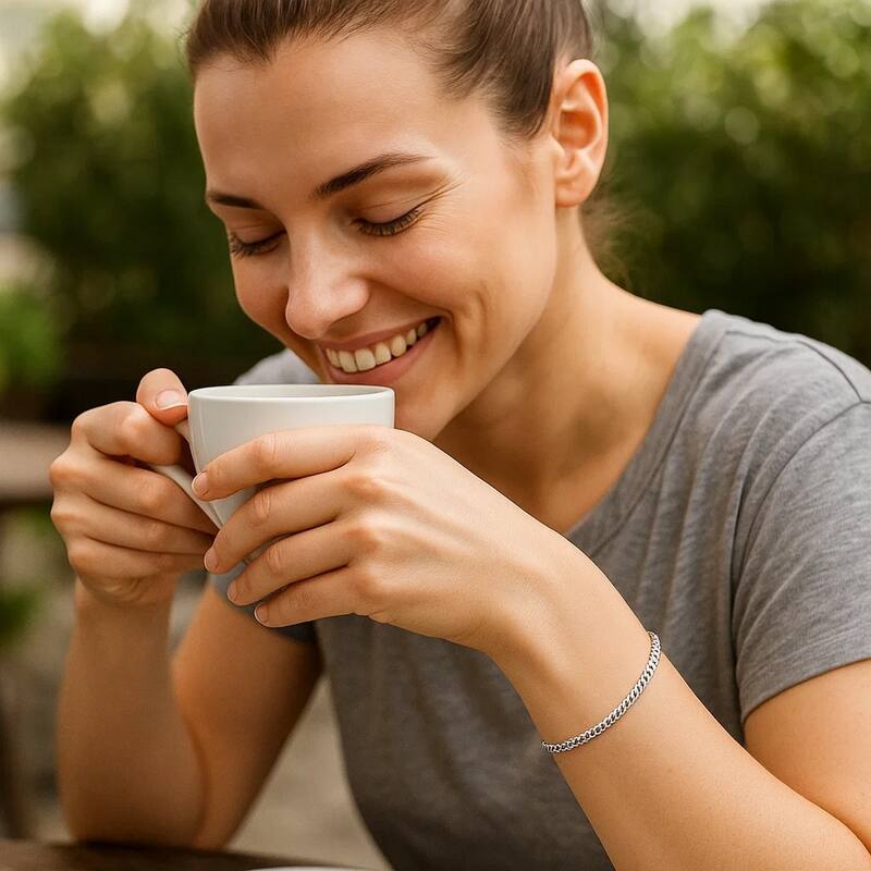 MayaMila 3.6mm 14k White Gold Solid Curb Bracelet