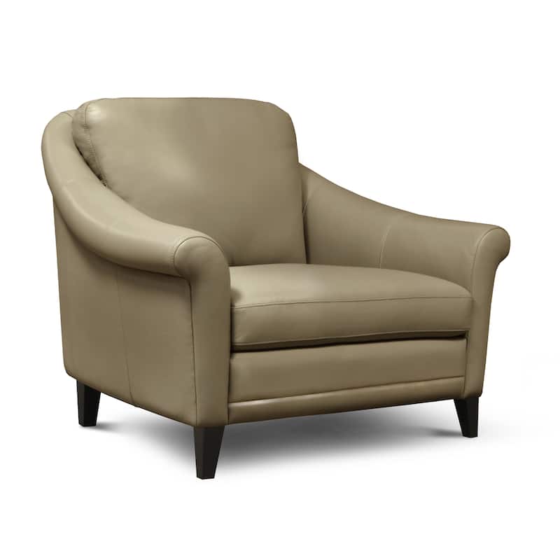 Sienna 100% Genuine Leather Midcentury Modern Armchair - Beige