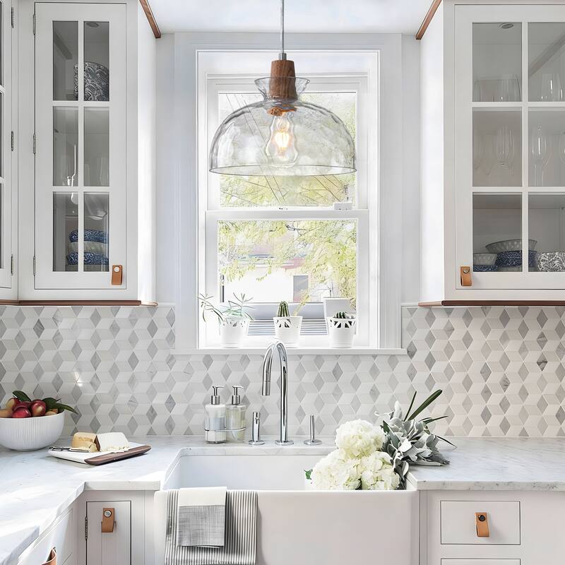 Starsky 1-Light Modern Hammered Ripple Glass Pendant