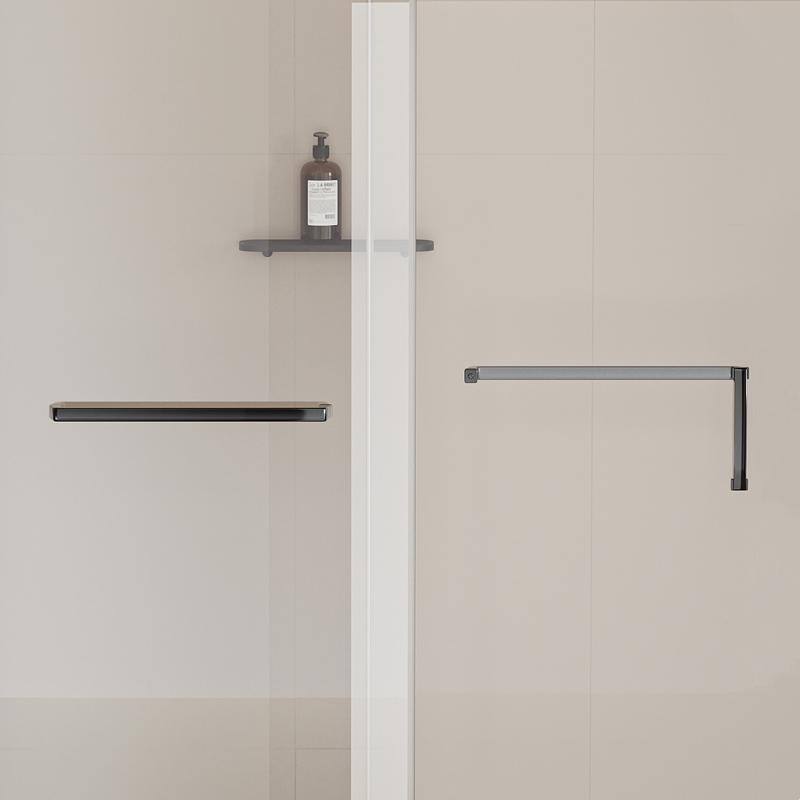 56-60" W x 76" H Single Sliding Frameless Shower Door with 5/16" (8mm) Tempered Glass & Dual Towel Bars