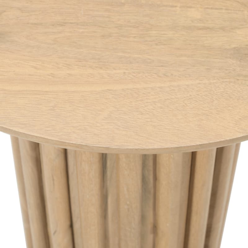 20 in. Natural Brown Round Wood End Table, Sturdy Build End Side Table for Living Rooms