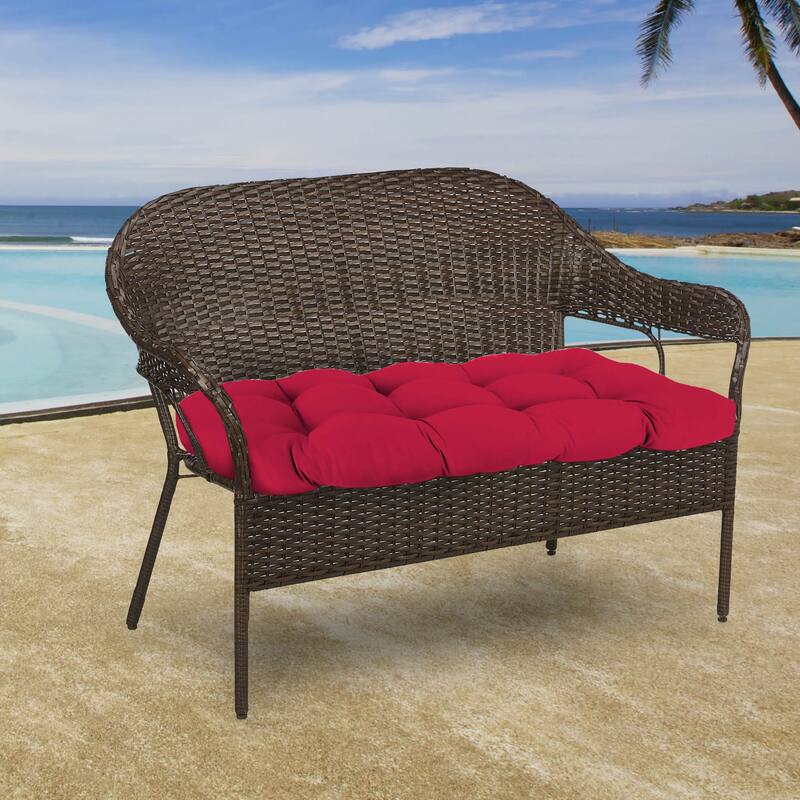 44" x 18" Outdoor Wicker Bench Cushion - 18'' L x 44'' W x 4'' H - Pompeii Red