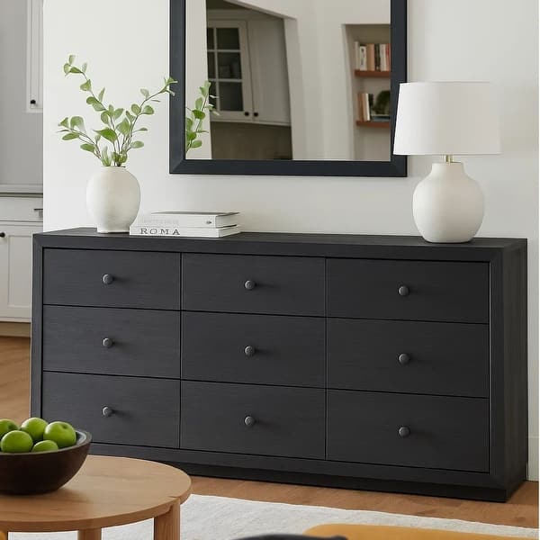 black mirror for dresser Ashley Maribel 6 Drawer and Mirror, enhanced hardware boldly accent the black finish of the Allura collection by Homelegance Furniture Ashley Maribel Black Dresser Mirror