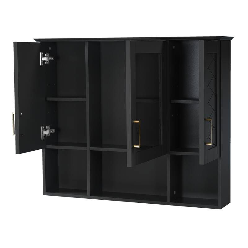 35" 2-in-1 Wall Mounted Medicine Cabinet with Adjustable Shelves & Soft Close Doors, High-Define Mirror with Storage