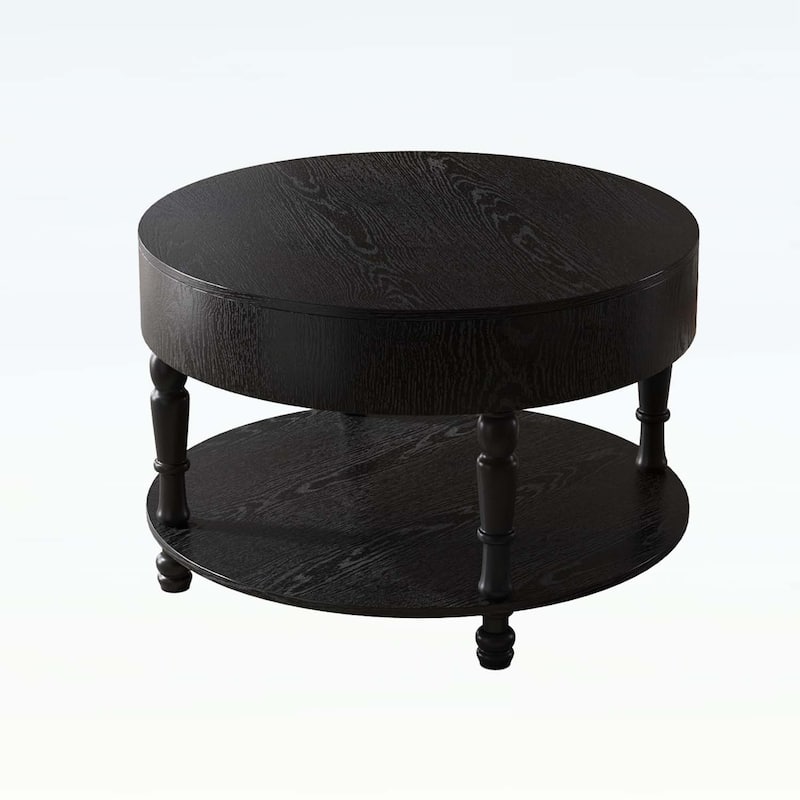 Modern Round Coffee Table with Dual Storag