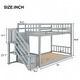 preview thumbnail 6 of 16, Twin over Twin Floor Bunk Bed, Ladder with Storage, Provide Maximum Security: Double Guardrail For Upper Bed,Gray