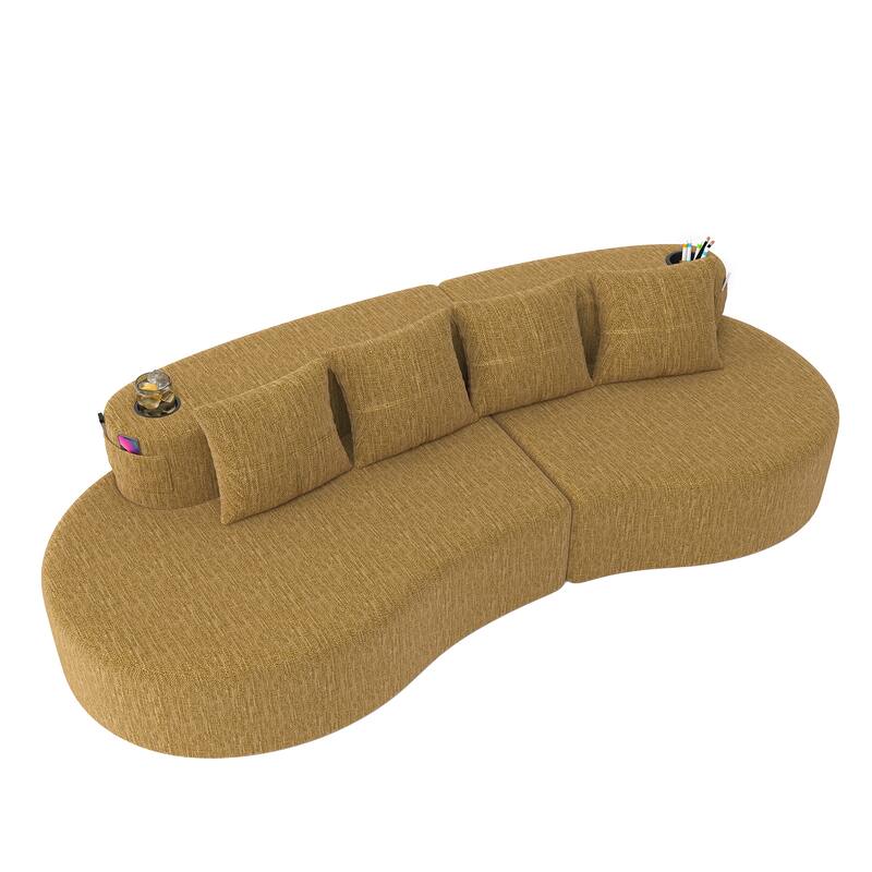 Modern Curved Sectional 3 Seat Minimalist Elegant Half Moon Sofa Compressed Modular Sectional Sofa for Living Room, Office