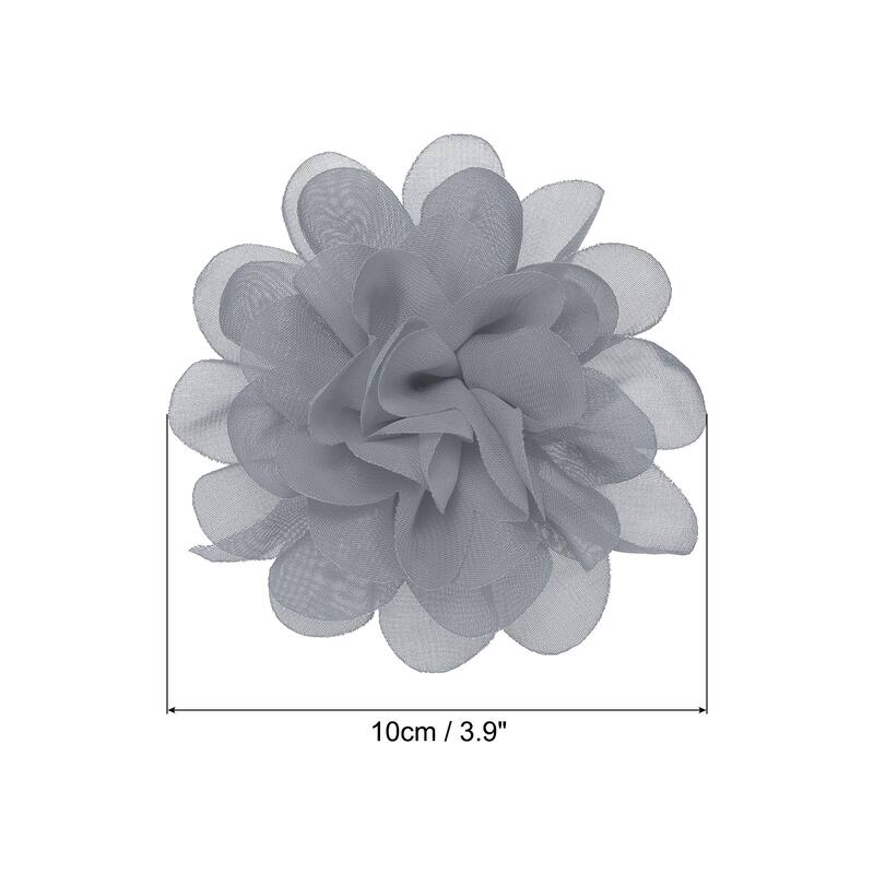 10Pcs Chiffon Flowers Fabric Flower Sewing Fabric Appliques - Gray - 3.9"