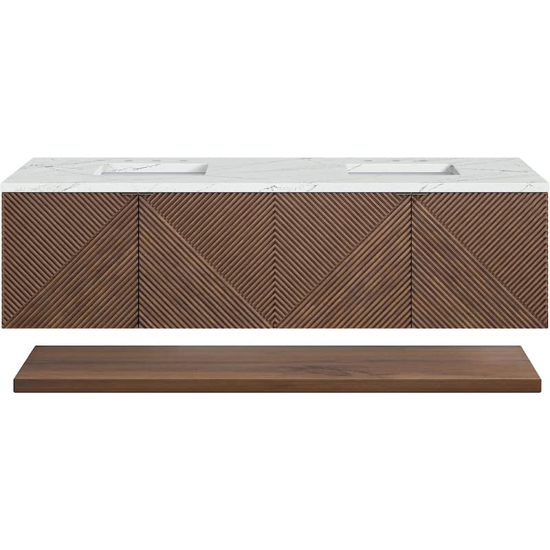 James Martin Vanities D200-V72-FENC Marcello 72" Wall Mounted Double - Chestnut - Wood Finish