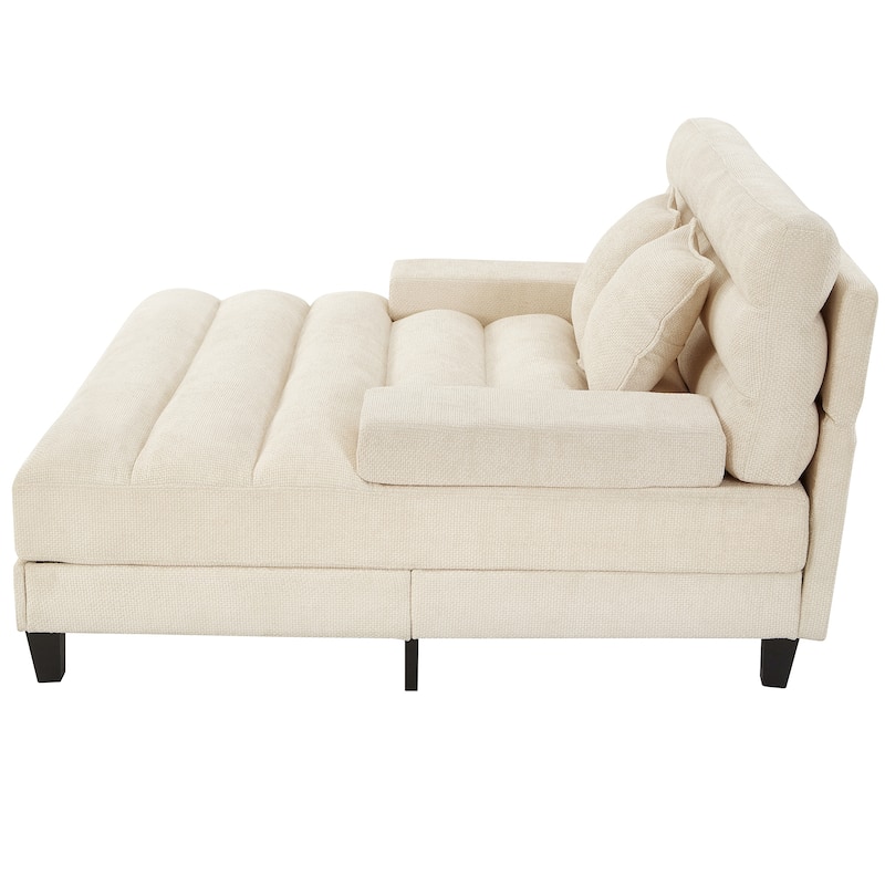 Modern Chaise Lounge Sofa 57.1" Sofa Bed Chenille Upholstered Lounge Sofa Chair