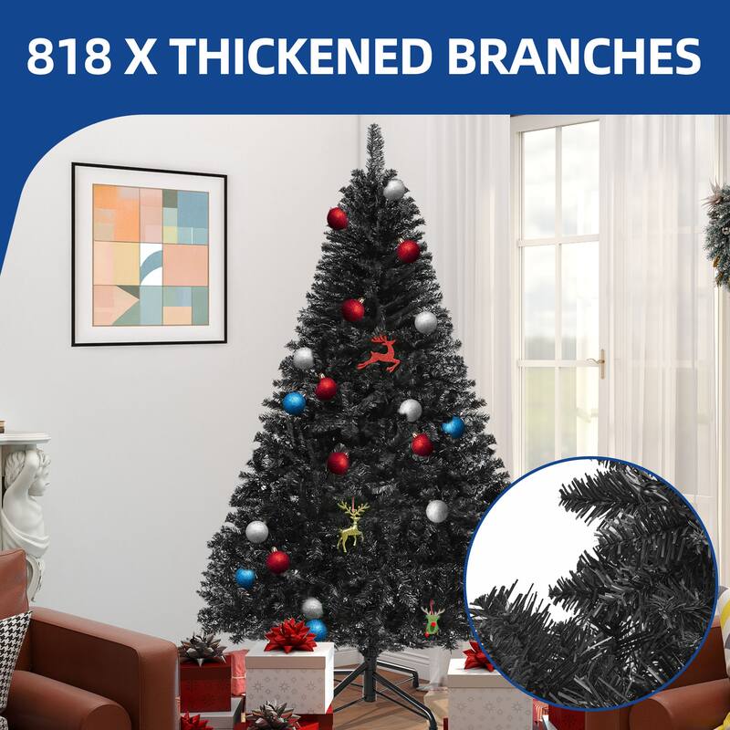 6/7.5FT Halloween Black Spruce Artificial Christmas Tree
