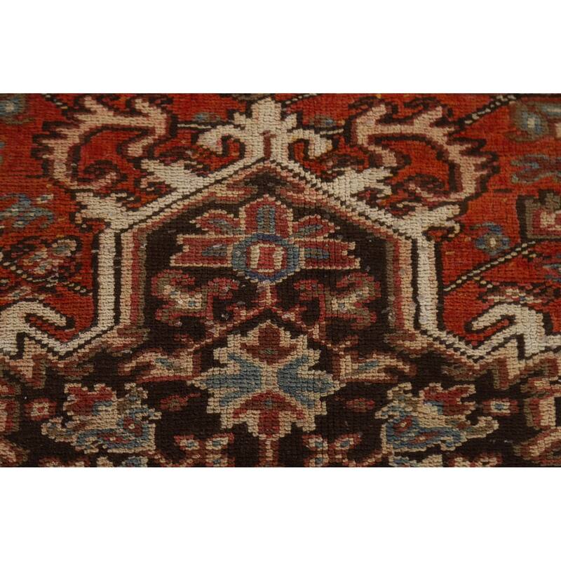 Hand Knotted Oriental 100% Wool Carpet Traditional Medallion Red Heriz Area Rug - 12' 10'' X 9' 7''
