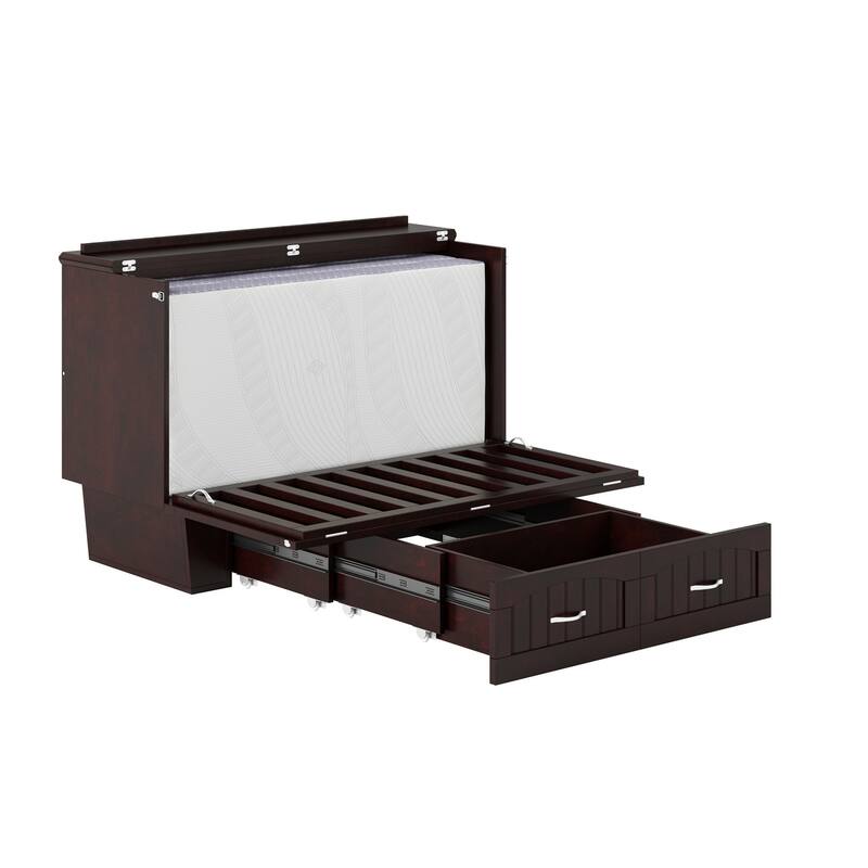 Nantucket Murphy Bed Chest with Mattress and Built-in Charging Station
