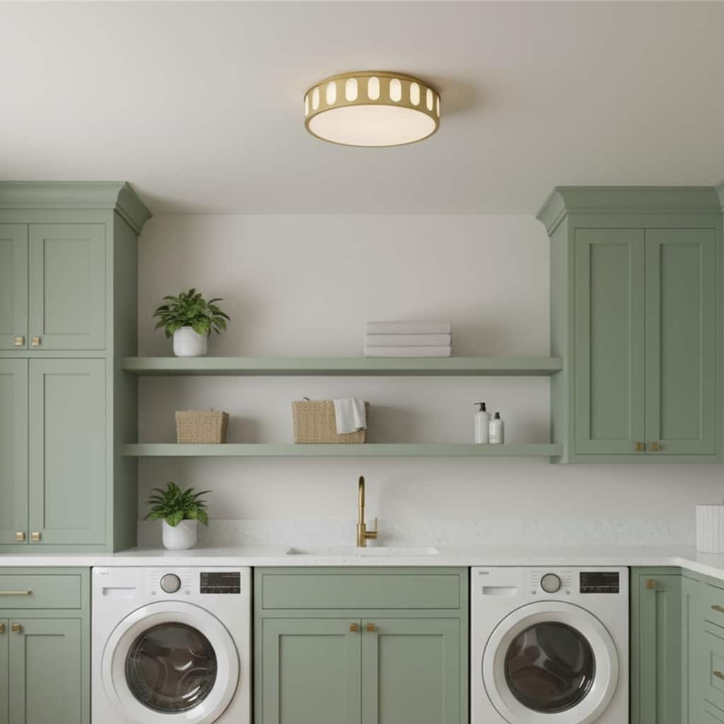 15.15-in Antique Brass LED Flush Mount