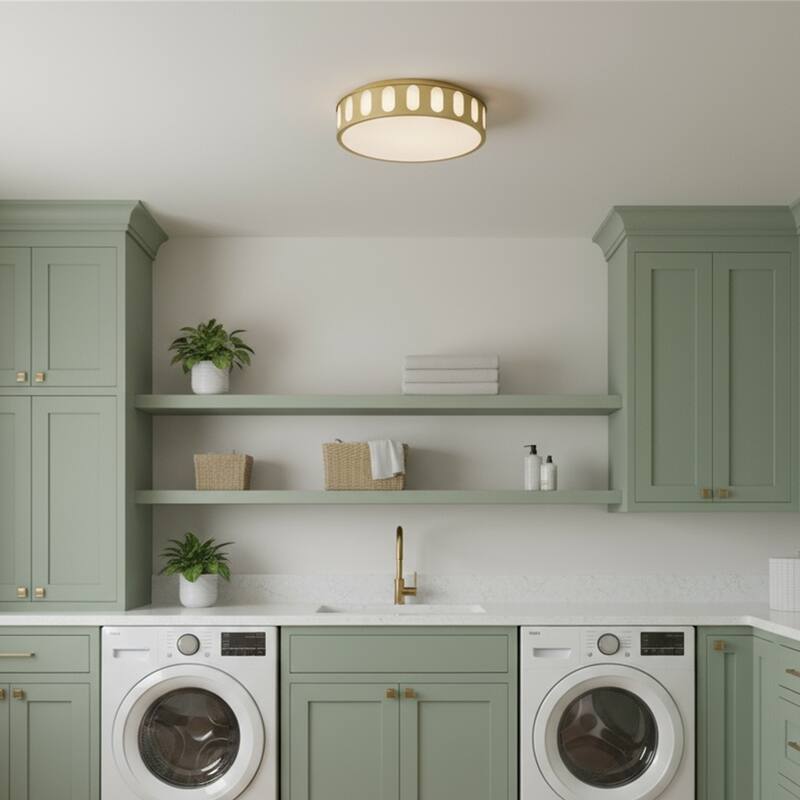 15.15-in Antique Brass LED Flush Mount