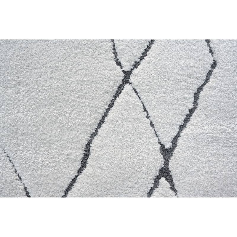 Nina Madison Ivory and Charcoal Recycled Polyester Area Rug - 6' x 9'