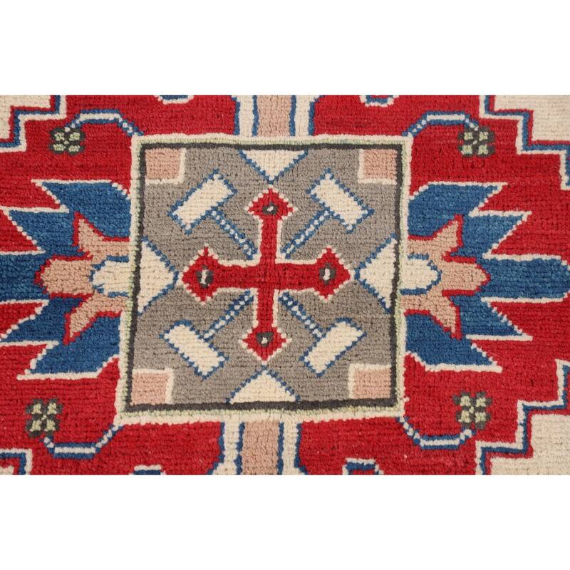 Kazak Area Rug Hand-Knotted Dining Room Wool Carpet - 5'0" x 6'8"