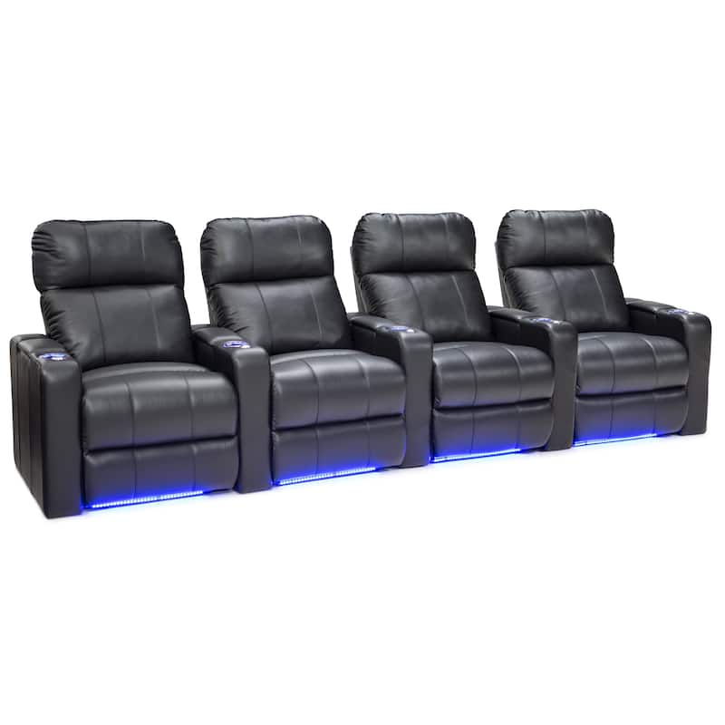 Seatcraft Monterey Home Theater Seating Top Grain Leather 7000 - Row of 4 - Black