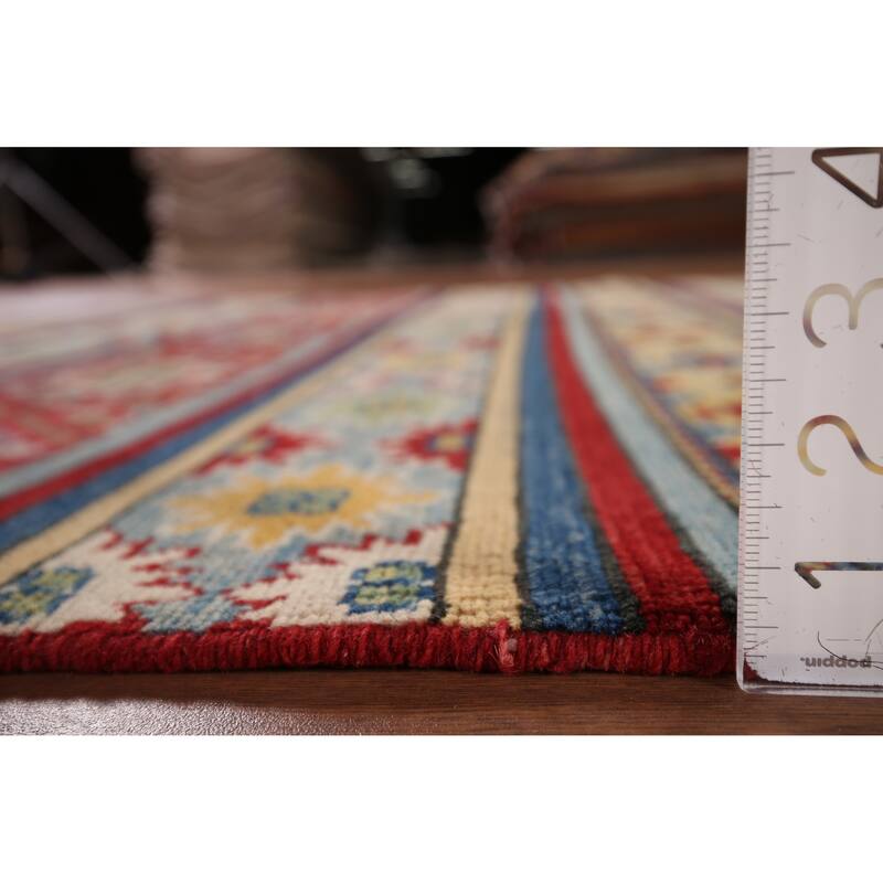 Striped Kazak Oriental Area Rug Handmade Wool Carpet - 5'2" x 6'8"