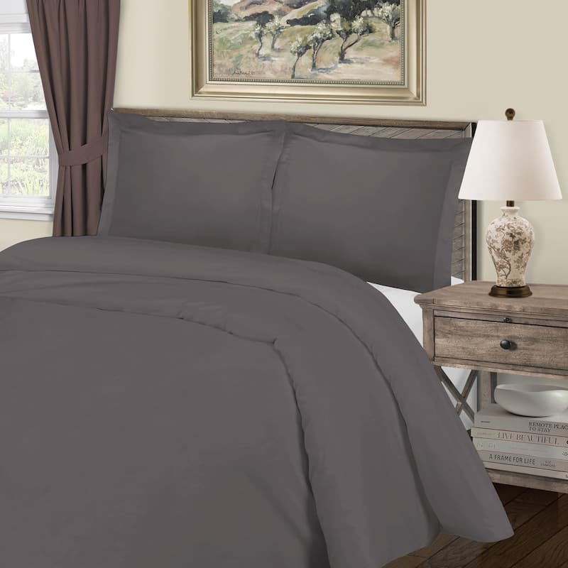 Superior ﻿﻿Cotton Blend Thread Count 1000TC Duvet Cover Set (Set of 3) - Grey - Full - Queen