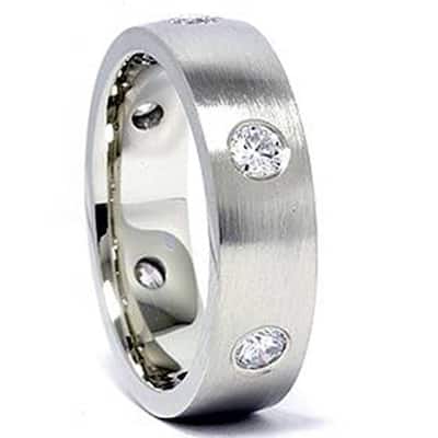 Mens White Gold 3/4ct Diamond Wedding Ring Band New