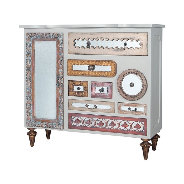 GuildMaster 645067M6-1 Mirror Mosaic 52" Wide 8 Drawer Mahogany Dresser - Manor Griege