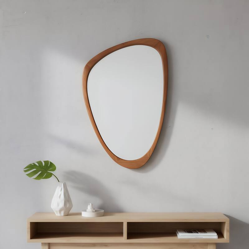 20"x30" Irregular Solid Wood Frame Decorative Mirror,For Bedroom, Bathroom, Living Room, Entryway