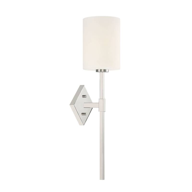 Savoy House Destin Single Light 25" Tall Wall Sconce with a Glass - Polished Nickel