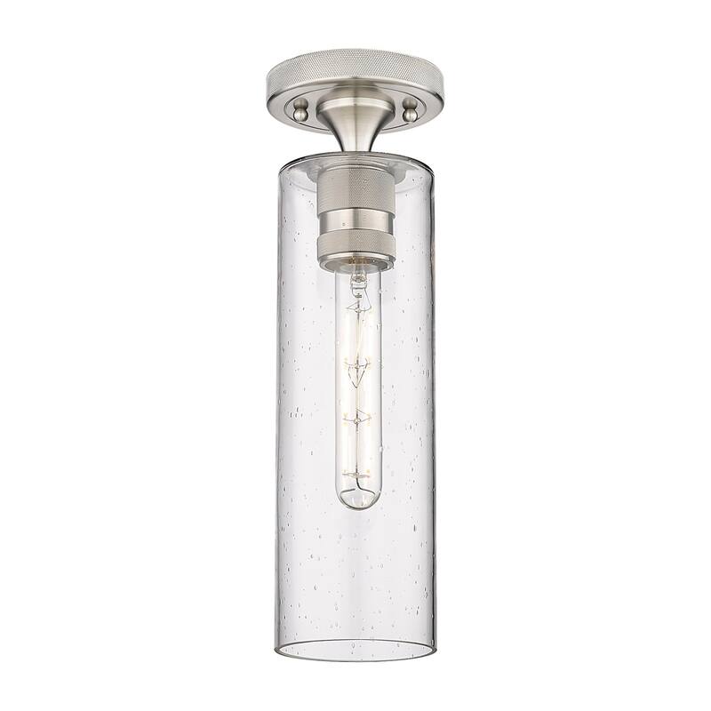 Innovations Lighting 434-1F-15-4 Crown Point Flush Crown Point 4" Wide - Satin Nickel / Seedy