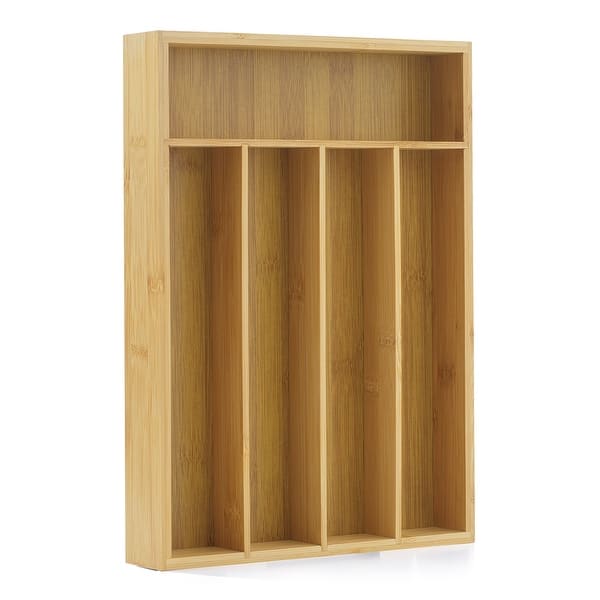 JoyJolt 5 Slot Bamboo Flatware Organizer - bamboo