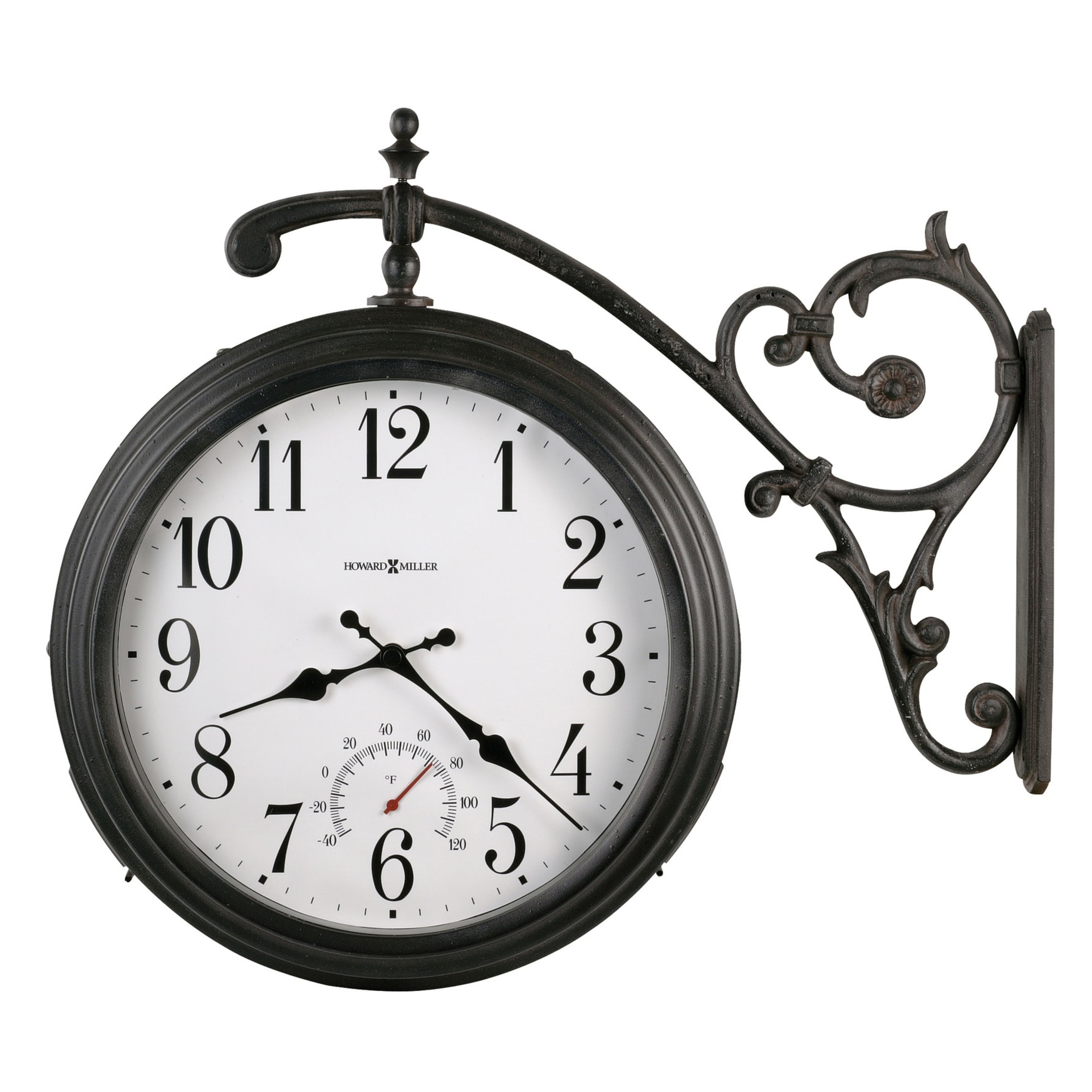 Howard Miller Luis Black Metal Indoor/ Outdoor Double-sided Wall Clock