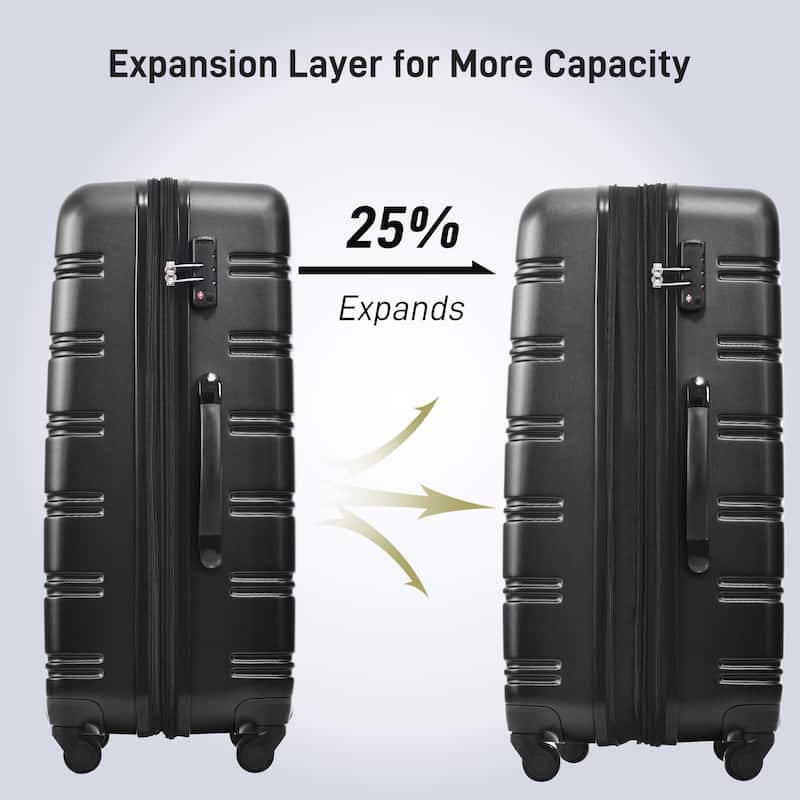 3 Piece Luggage Set Hardside Expandable Spinner Suitcase with TSA Lock Aluminum Handle 20" 24" 28"
