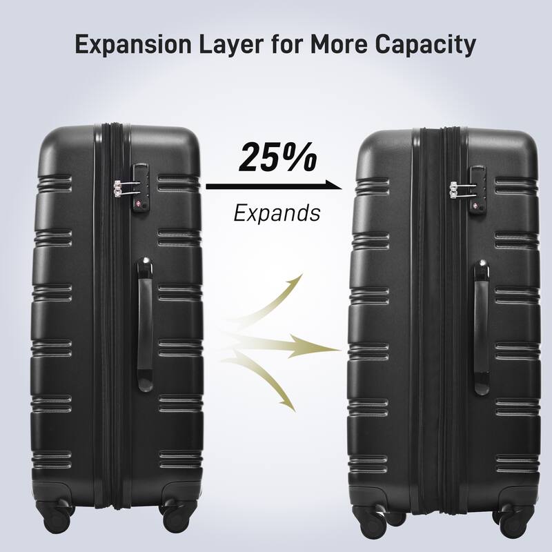 Hardshell Luggage Set 3-Piece with TSA Lock - 20", 24", 28" Spinner Suitcases, Lightweight ABS