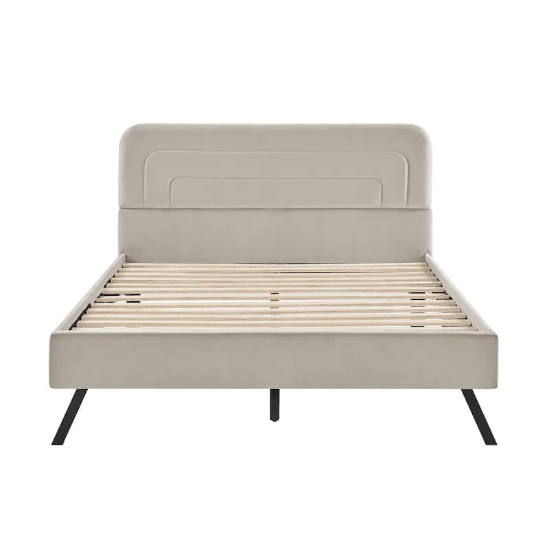Studio Living Ashton Queen Upholstered Bed in Velvet Fabric