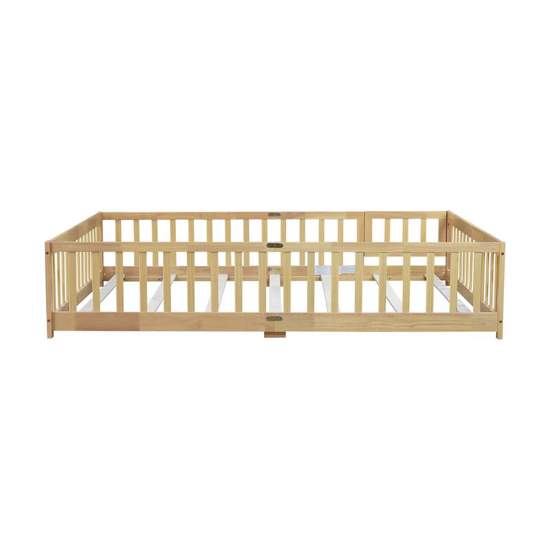 Queen Size Floor Bed with Door and Safety Guardrails